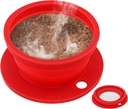 Paperless Collapsible Pour Over Coffee Filter - Small Camping Coffee Makers Pour Over with Reusable Metal Coffee Filter - Collapsible Coffee Dripper for Single Serve and Travel (Red)