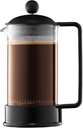 BODUM 1543-01 BRAZIL Brazilian French Press Coffee Maker, 11.8 fl oz (350 ml), Black Stainless Steel Filter, Glass Beaker, Soaking Type, Coffee