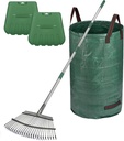 65" Rake,25-Tine Heavy Duty Garden Rake with Leaf Scoops & Bag - Non-Slip Fixed Handle Metal Rastrillo para Jardin for Lawn, Yard, Shrubs, Leaves, Debris
