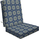 Honeycomb Outdoor Highback, 21 x 42, Medina Medallion Blue Chair Cushion for Patio Furniture