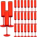 24 Pcs Plastic Wine Glasses,6 OZ Champagne Flutes Goblets Gold Rim Disposable Cups for Parties Reusable Champagne Toasting Colored Cups Drinking,Elegant for Wedding Anniversary Christmas Red