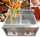 LOYALHEARTDY Commercial Gas Fryer 12L/3 Gal 2 Well Stainless Steel Deep Fryer Natural Gas/Propane Fryer Food Warmer Steamer Heater
