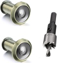 TOGU 2PCS of 220-degree Solid Brass Peep Holes for Door with 16mm Drill Bit, Compatible with Door Thick from 1-3/8" to 2-1/6", Antique Bronze Finish