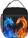Abstract Blue Orange Fire Dragon Lunch Bag Women Men Insulated Reusable Lunch Bags Leakproof Thermal Cooler Lunch Bag Box Meal Prep for Adults Work Office