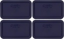Pyrex 7214-PC 4.8-Cup Blue Food Storage Replacement Lid (4-Pack) - Made in USA