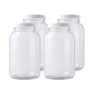 FastRack 1 Gallon Mason Jar with White Airtight Lid (Pack of 4) | Regular Glass Canisters with Airtight Lids | Large Mouth Glass Jar for Food Storage, Canning, Fermentation, Pickling