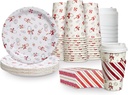 Papyrus Disposable Tabletop Plates Set - Elegant and Sturdy Plates for Any Occasion, Peppermint Candy Cane, Dinnerware Set
