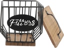 Rustic Coffee Filter Holder with Lid Coffee Organizer for Kitchen Countertop for Filters and Accessories