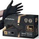 FifthPulse 6 Mil Black Nitrile Gloves, Heavy Duty Mechanic and Food Grade Glove - Powder-Free, Latex-Free Medical Exam Gloves