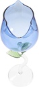 Unomor Elegant Rose Glass Wine Goblet High-stem Glass for Parties Weddings and Home Decor Wine Candy and Decorative Displays Blue Color Large
