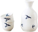 White Ceramic Sake Cup Japanese Sake Set Craft Sake Cup Cold/Hot/Tea/Sake Cup Japanese Sake Set 3-piece Set