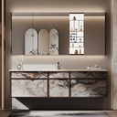 Bathroom Vanity with Sink - Single Sink Bathroom Vanity Cabinet Set, Floating Vanity Design, Multi-Layer Solid Wood Material | Wall Mounted (Defog Mirror Cabinet, 88")