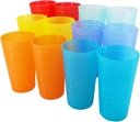 22-ounce Plastic Tumblers Unbreakable BPA Free Dishwasher Safe Set of 12 in Multicolors Reusable Drinking Cups