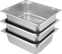 3 PCS 1/2 Size, 4 Inch Deep Stainless Steel Steam Table Pans, Anti-Jamming Steam Pan, Hotel and Restaurant Catering Food Pans by GENHAKON