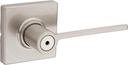 Kwikset Ladera Door Lever Privacy Lock Handle for Bedroom and Bathroom, Square Rose in Satin Nickel