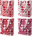 clothmile 4 Pcs Valentines Day Canvas Tote Bags Heart Decorated Reuseable Grocery Shopping Bag Valentines Gift Goodie Bag