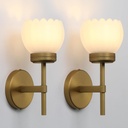 Vintage Wall Sconces Set of Two, Hardwired Sconces Wall Decor Set of 2 with White Tulip Glass Shade, Bathroom Vanity Lights Wall Mounted Lamps for Corridor Living Room