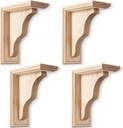 4 Pcs Traditional Wood Brackets Unfinished Hardwood Bracket Decorative Millwork Corbels Solid Wood Shelf Bracket for Home Shelf Cabinet Furniture Support (2 1/4" W X 5" D X 7" H)
