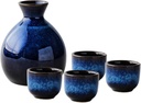Japanese Style Sake Stoneware Navy Blue Wine Glasses Ceramic Crafts Sake Cup Set Warm/Cold Sake Drinkware Home Decor