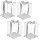 ABOOFAN 4 Pcs Clear Cake Packing Boxes with Ribbon Portable Transparent Cake Carriers Dessert Storage Containers Suitable for Bakeries and Home Use