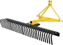 Garvee Heavy Duty 5 ft Landscape Rock Rake, 3 Point Attach Rake with 360 Degree Rotation Tow-Behind Garden Tool for Compact Tractors, Category 1