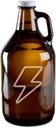 Tattoo Style Lightning Bolt Hand-Made Etched Glass Beer Growler 64 oz