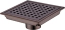 Square Shower Floor Drain with Removable Cover Grid Grate 6 inch Long, SUS 304 Stainless Steel Brushed Bronze Finished