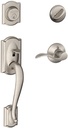 SCHLAGE Lock Company Camelot Single Cylinder Handleset and Right Hand Accent Lever, Satin Nickel (F60 CAM 619 ACC RH)