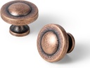 Goo-Ki 6 Pack Antique Copper Domed Cabinet Knobs with Vintage Disdressed Finish - Retro Hardware for Kitchen Drawers