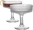 Beaded Coupe Glasses, Set of 2-7oz Vintage Cocktail Glasses for Martini, Wine, and Champagne - Elegant Barware (2 SET)