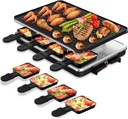 HBN Electric Raclette Table Grill with 8 Warming Trays, 2-in-1 Korean BBQ Grill & Electric Griddle Nonstick, Adjustable Temperature Control,1300W, Great for Indoor Family Gatherings, Parties & Dining