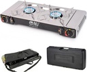 Double Burner Camping Stove - Portable Butane Gas Cooker with Case and Bag