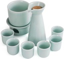 9 Pieces with Warmer, Ceramic with 6 Sake Cups, 1 Sake Pot, 1 Warm Pot, 1 Heating Stove, Best Gift for Family and Friends Cups