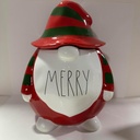 Rae – MERRY Ceramic Canister, Gnome Santa Jar with Striped Hat Lid – Holiday Cookie Storage, Whimsical Christmas Decor CHRISTMAS – Dunn By Magenta