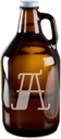 Tattoo Style Letter A Hand-Made Etched Glass Beer Growler 64 oz