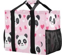 Panda Lovely Reusable Grocery Bags Shopping Bags Kitchen Travel Tote Bag Washable Beach Bag