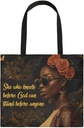 Canvas Tote Bag for Women - Black Girls Large Casual Shoulder Handbag Tote Purse - Reusable Grocery Shopping Bag