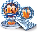 Homlouue 200PCS Oktoberfest Plates and Napkins, Oktoberfest Decorations, Oktoberfest Party Supplies Serve 50 Guests, Paper Disposable Dinnerware Set (9" & 7" Plates, 6.5" Napkins)