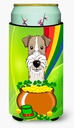 Caroline's Treasures BB1991TBC Wire Haired Fox Terrier St. Patrick's Day Tall Boy Hugger Can Cooler Sleeve Hugger Machine Washable Drink Sleeve Hugger Collapsible Insulator Beverage Insulated Holder