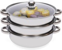 3-Tier Stainless Steel Steamer, Round Cooking Pot with Stackable Pan and Glass Lid Kitchen Cooker Vegetable Steamer Pot for Gas Stoves Induction Cookers Electric Furnaces