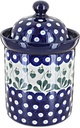 Blue Rose Polish Pottery - Blue Alyce Small Canister - 4 Cup Capacity - Hand-Painted Polish Pottery Ceramic Kitchen Storage Jar with Lid