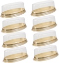 Mobestech 10pcs Transparent Plastic Cake Packing Boxes Oval Food Storage Containers for Party Favors Gifts Lightweight Portable Cake Containers for Baked Goods and Takeaway