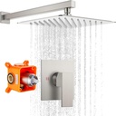 gotonovo Rainfall Shower Faucet Set System Shower Trim Kit with 10 Inch Rain Shower Head Bathroom Mixer Shower Complete Combo Single Handle Wall Mounted Female Thread Rough-in Valve Brushed Nickel