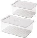 2pcs Leakproof Fridge Food Storage Containers Airtight Crisper Boxes for Bread and Fruits Convenient Refrigerator Organizer