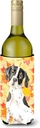 Caroline's Treasures CK1843LITERK Fall Leaves English Pointer Wine Bottle Hugger Bottle Cooler Sleeve Hugger Machine Washable Collapsible Insulator Beverage Insulated Holder