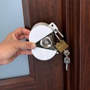 Bedroom Door Lock, Portable Door Lock, and Child Protection Door Handle (with Padlock) to Prevent Rotation and Operation of The Door Handle and Access to The Keyhole. (White)