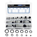 245PCS Bonded Sealing Washers, NBR Metric Zinc-Plated Steel Self-Centred Sealing Rubber Washers, Automotive Seal Gasket Crush O-Ring Assortment Kit Set, Includes Sizes of M6-M30