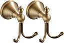 Antique Brass Towel Hook Vintage Coat Hook with Double Hooks Bronze Hand Towel Hook Bathroom Robe Hook Wall Mounted (Brushed Gold)