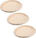 3pcs Bamboo Fruit Basket Serving Basket Tray Wall Art Ornament Woven Fruit Basket Round Woven Tray Flat Shallow Tray Wicker Bread Basket Rattan Fruit Bowl Colander Wall Hanging