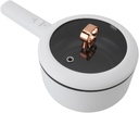 JTLB 2L Electric Hot Pot Multifunctional 600W Prevents Stick Portable Electric Cooker with Steam Rack for Steak Egg Ramen Oatmeal White (US Plug 110V)